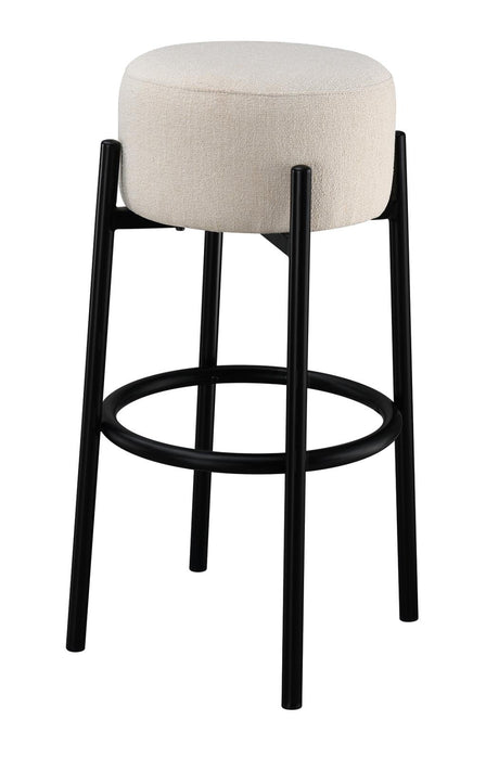 Leonard Upholstered Backless Round Stools White and Black (Set of 2) - Royal Furniture & Gifts (MI) - Multi Location