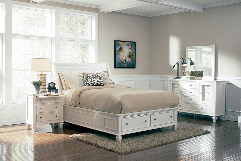 Sandy Beach 4 & 5 Piece Storage Bedroom Set with Sleigh Headboard E.King, Queen, & Cal.King - Royal Furniture & Gifts (MI) - Multi Location