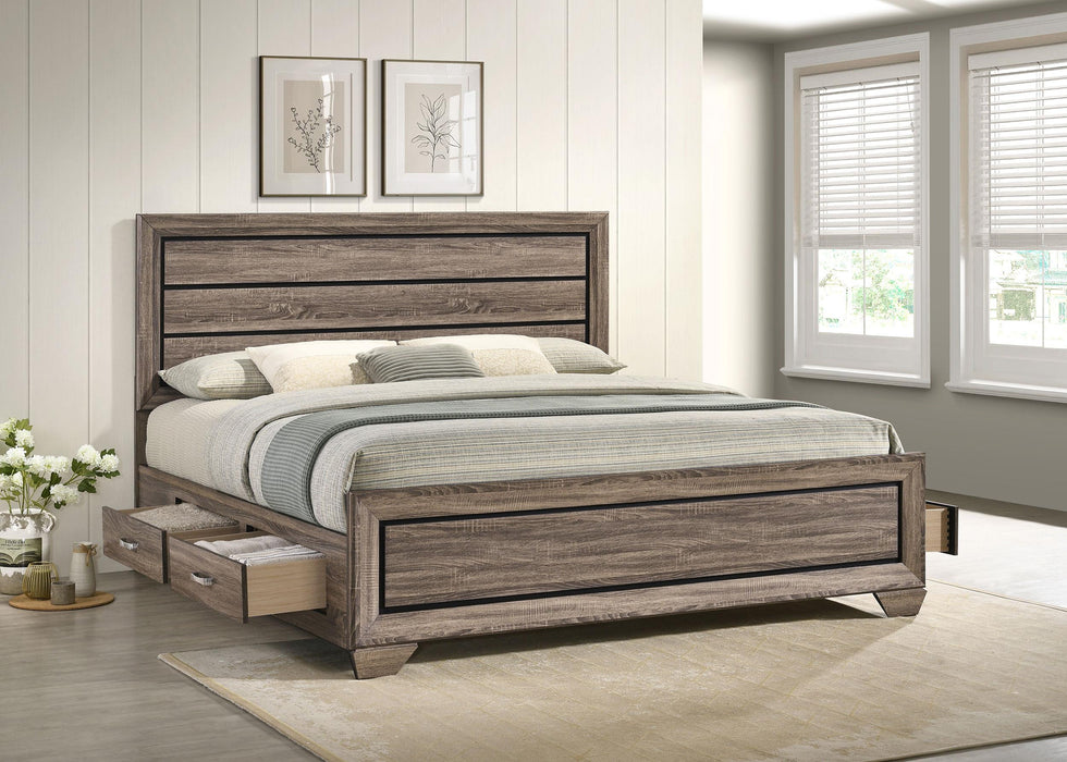 Kauffman California King, Eastren King & Queen Storage Bed Washed Taupe