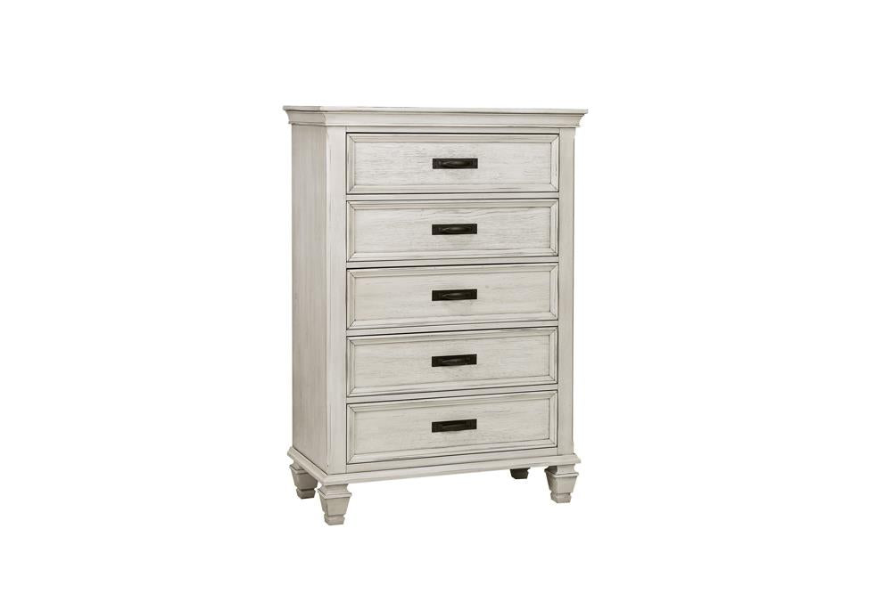 Franco 5-drawer Chest Antique White - Royal Furniture & Gifts (MI) - Multi Location