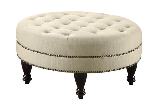 Elchin Round Upholstered Tufted Ottoman Oatmeal - Royal Furniture & Gifts (MI) - Multi Location
