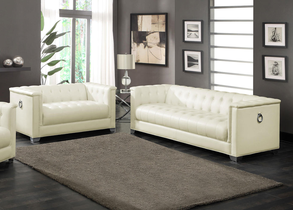 Chaviano 2-piece Upholstered Tufted Sofa Set Pearl White - Royal Furniture & Gifts (MI) - Multi Location