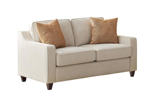 Christine Upholstered Cushion Back Loveseat Beige - Royal Furniture & Gifts (MI) - Multi Location