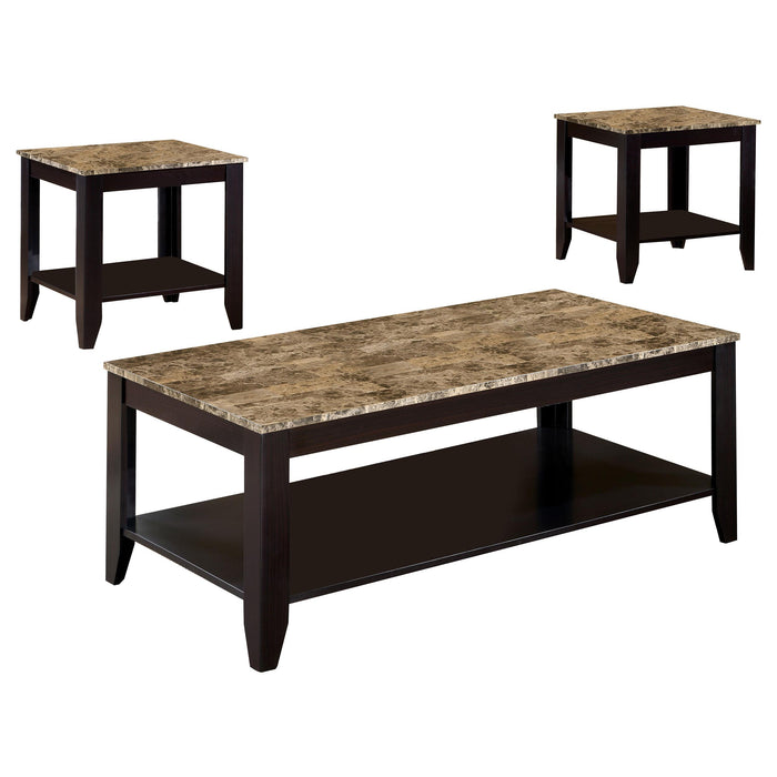 Flores 3-piece Occasional Table Set with Shelf Cappuccino - Royal Furniture & Gifts (MI) - Multi Location