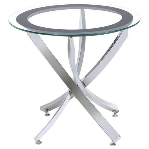 Brooke Glass Top End Table Chrome and Black - Royal Furniture & Gifts (MI) - Multi Location