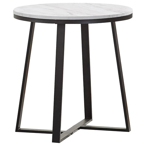 Hugo Metal Base Round End Table White and Matte Black - Royal Furniture & Gifts (MI) - Multi Location