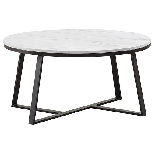 Hugo Round Coffee Table White and Matte Black - Royal Furniture & Gifts (MI) - Multi Location