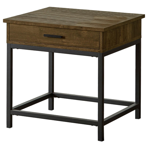 Byers Square 1-drawer End Table Brown Oak and Sandy Black - Royal Furniture & Gifts (MI) - Multi Location