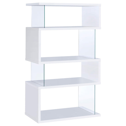 Emelle 4-tier Bookcase White and Clear - Royal Furniture & Gifts (MI) - Multi Location