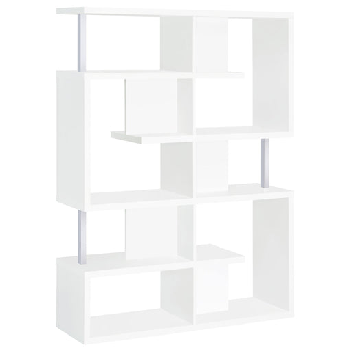 Hoover 5-tier Bookcase White and Chrome - Royal Furniture & Gifts (MI) - Multi Location