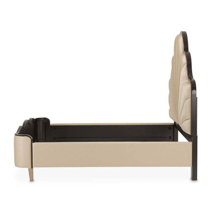 AICO Malibu Crest King Scalloped Panel Bed in Dark Espresso