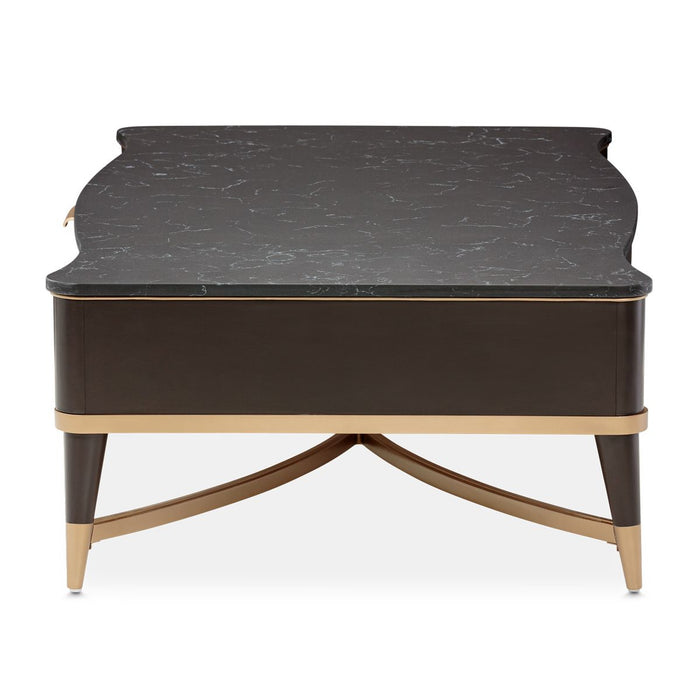 AICO Malibu Crest Rectangular Cocktail Table in Crotch Mahogany
