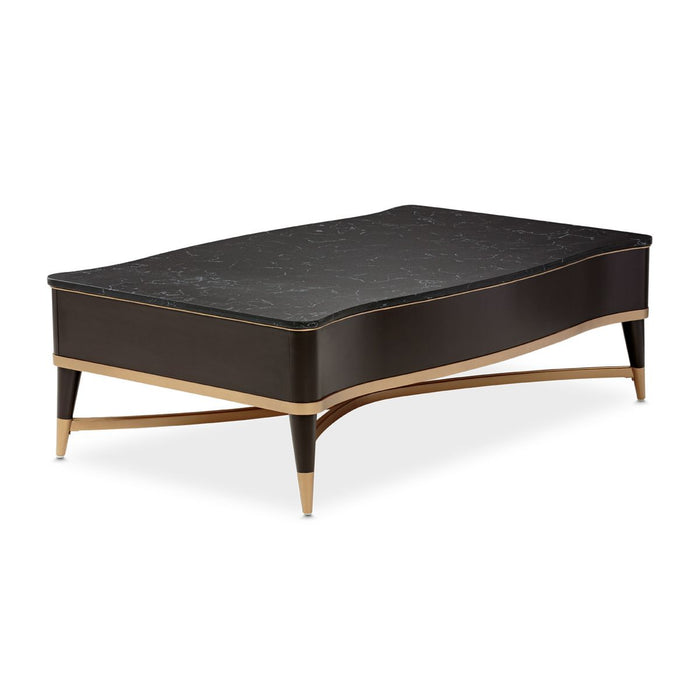 AICO Malibu Crest Rectangular Cocktail Table in Crotch Mahogany