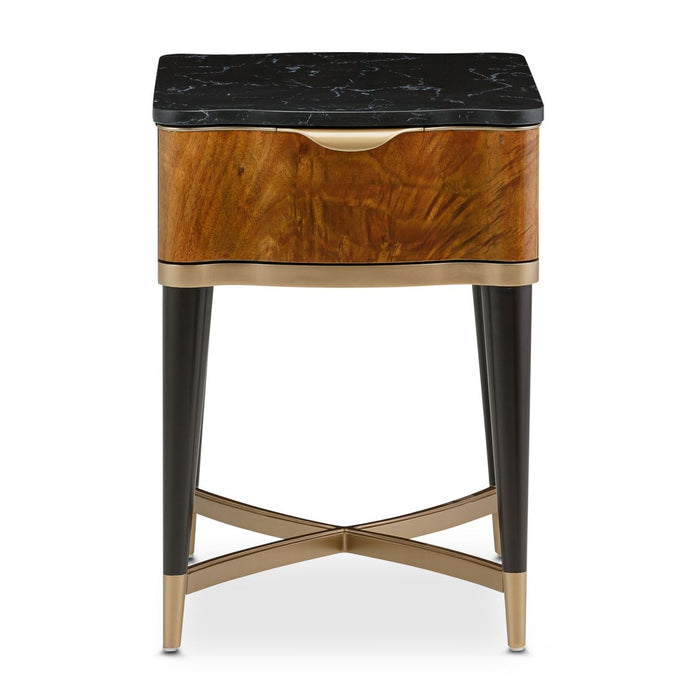 AICO Malibu Crest End Table in Crotch Mahogany