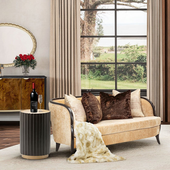 AICO Malibu Crest Round Chairside Table in Dark Espresso