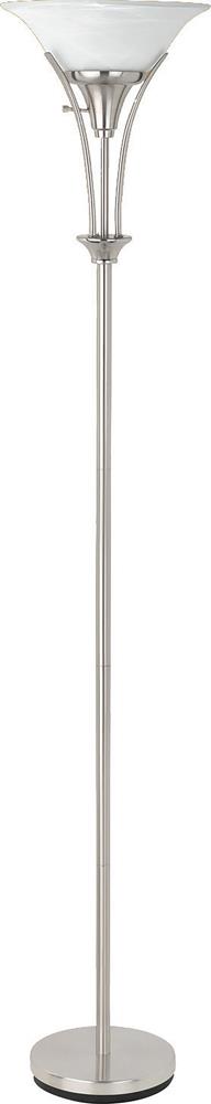 Archie Floor Lamp with Frosted Ribbed Shade Brushed Steel - Royal Furniture & Gifts (MI) - Multi Location