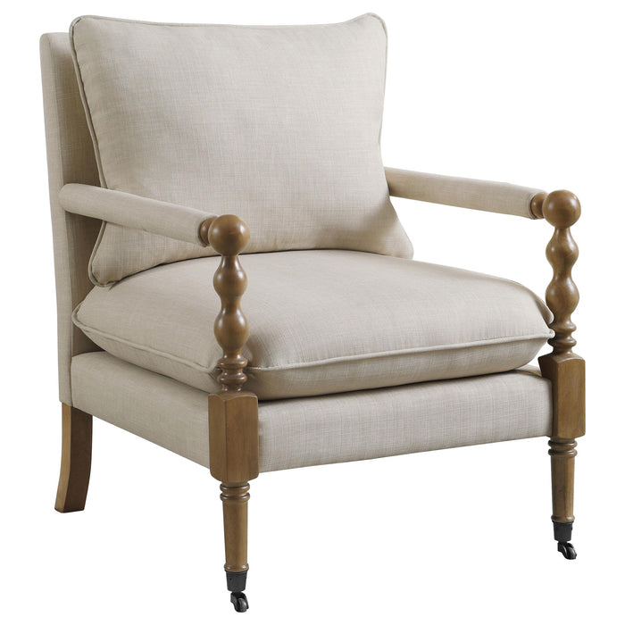 Dempsy Upholstered Accent Chair with Casters Beige - Royal Furniture & Gifts (MI) - Multi Location