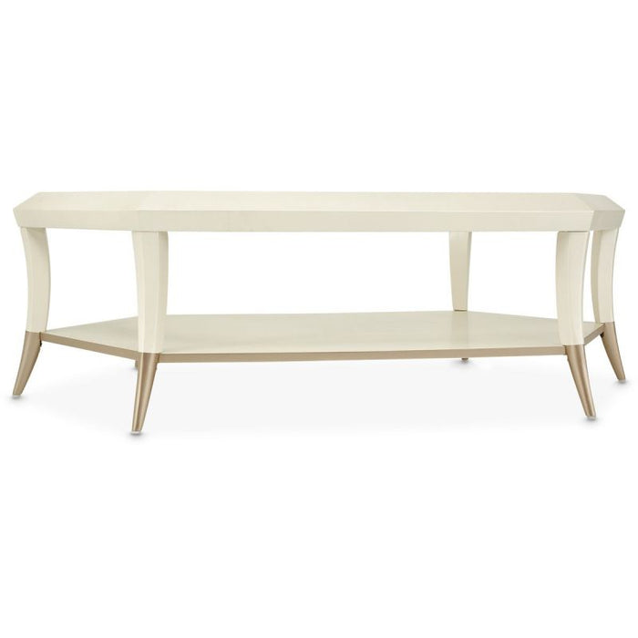 AICO La Rachelle Hexagon Cocktail Table w/Glass in Medium Champagne