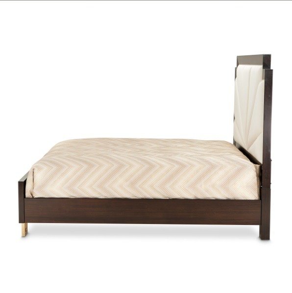 AICO Belmont Place King Panel Upholstered Bed in Espresso