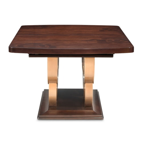 AICO Furniture Camellia Field Rectangular Pedestal Dining Table in Warm Pecan