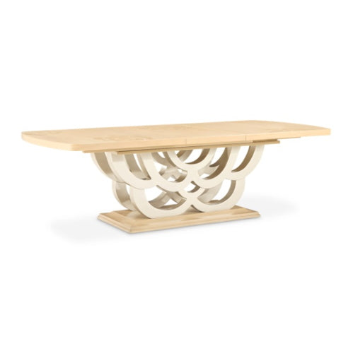 AICO Furniture Camellia Field Rectangular Pedestal Dining Table in Caramel