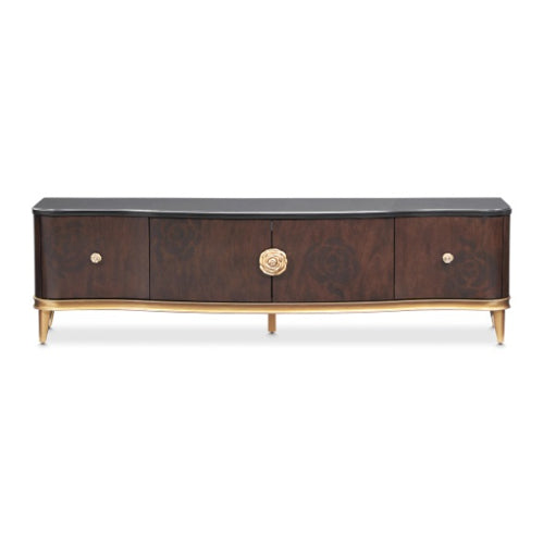 AICO Furniture Camellia Field Media Cabinet in Warm Pecan
