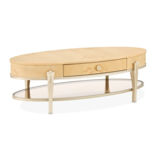 AICO Furniture Camellia Field Oval Cocktail Table in Caramel