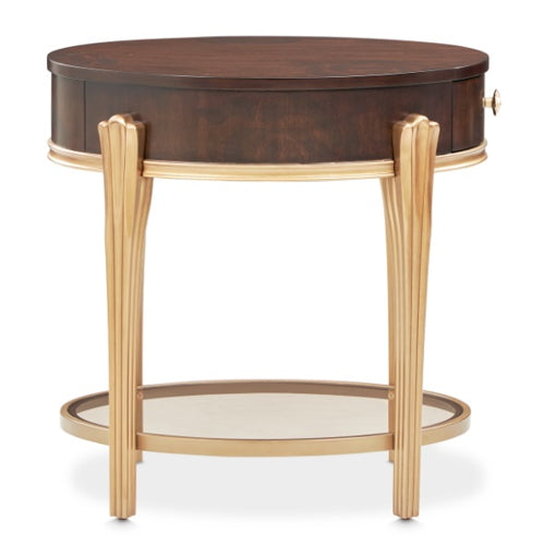 AICO Furniture Camellia Field End Table in Warm Pecan