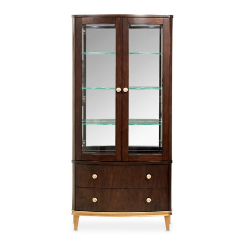 AICO Furniture Camellia Field Display Cabinet in Warm Pecan