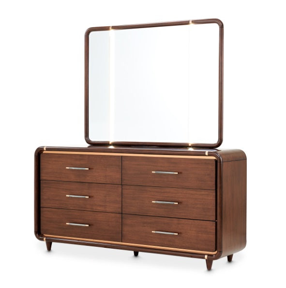AICO Furniture Mason Park Dresser Mirror in Umber