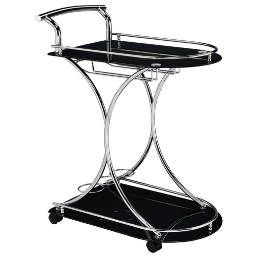 Elfman 2-shelve Serving Cart Chrome and Black - Royal Furniture & Gifts (MI) - Multi Location