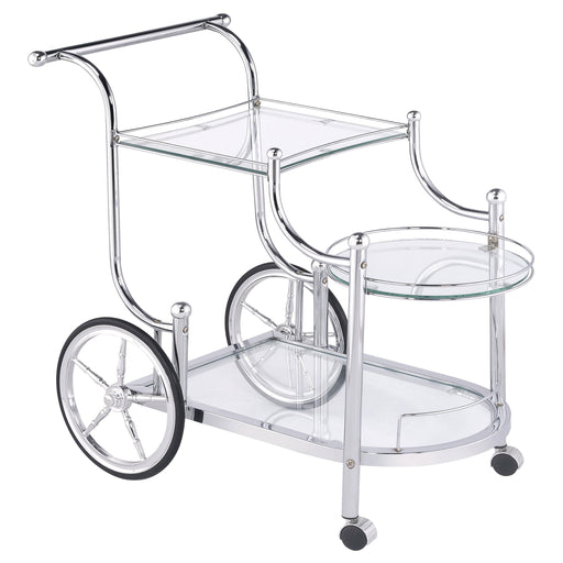 Sarandon 3-tier Serving Cart Chrome and Clear - Royal Furniture & Gifts (MI) - Multi Location