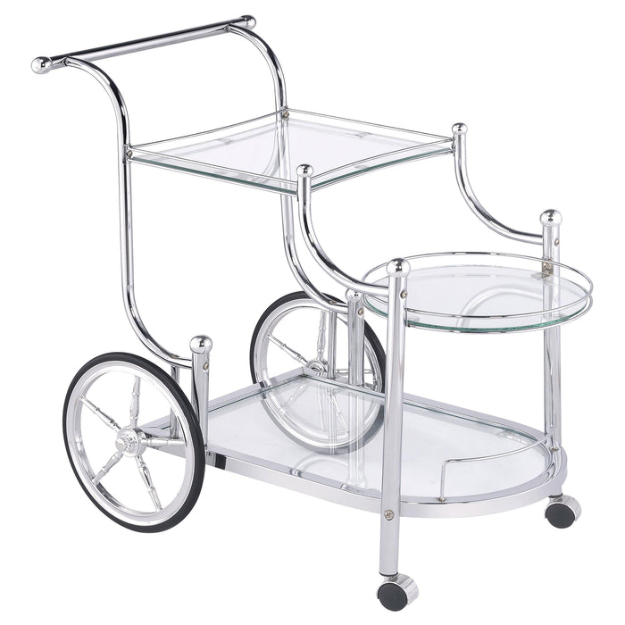 Sarandon 3-tier Serving Cart Chrome and Clear - Royal Furniture & Gifts (MI) - Multi Location