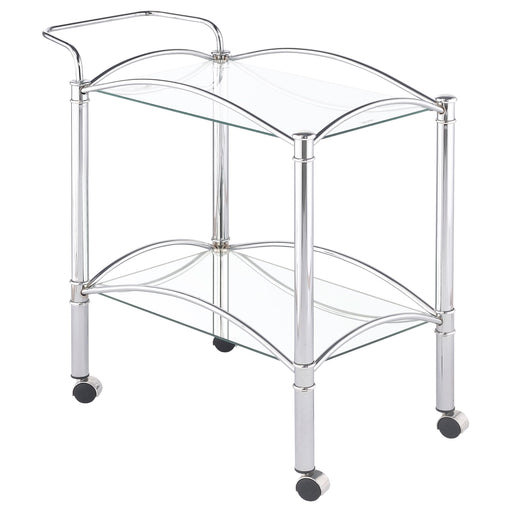 Shadix 2-tier Serving Cart with Glass Top Chrome and Clear - Royal Furniture & Gifts (MI) - Multi Location