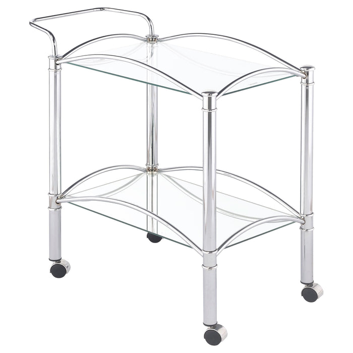 Shadix 2-tier Serving Cart with Glass Top Chrome and Clear - Royal Furniture & Gifts (MI) - Multi Location