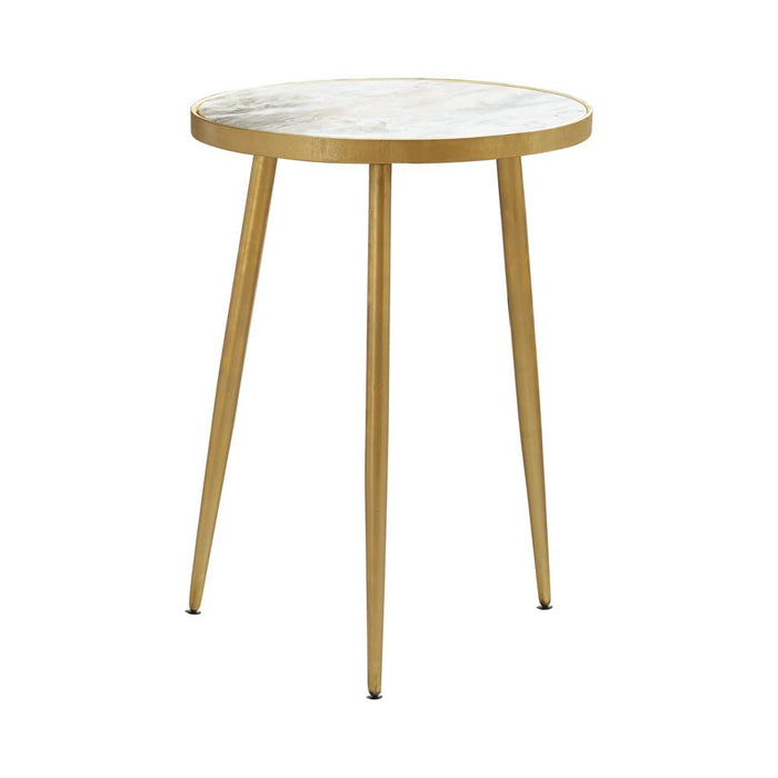 Acheson Round Accent Table White and Gold - Royal Furniture & Gifts (MI) - Multi Location