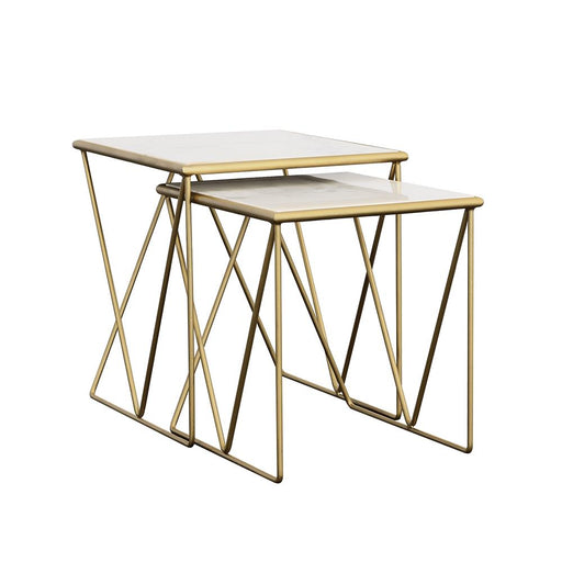 Bette 2-piece Nesting Table Set White and Gold - Royal Furniture & Gifts (MI) - Multi Location