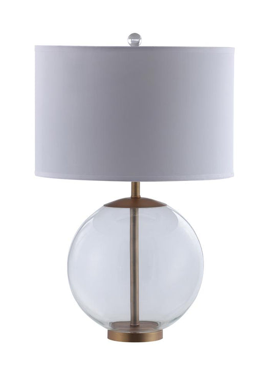 Kenny Drum Shade Table Lamp with Glass Base White - Royal Furniture & Gifts (MI) - Multi Location