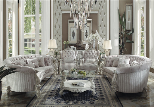 Versailles Ivory Velvet & Bone White Sofa w/5 Pillows - Royal Furniture & Gifts (MI) - Multi Location