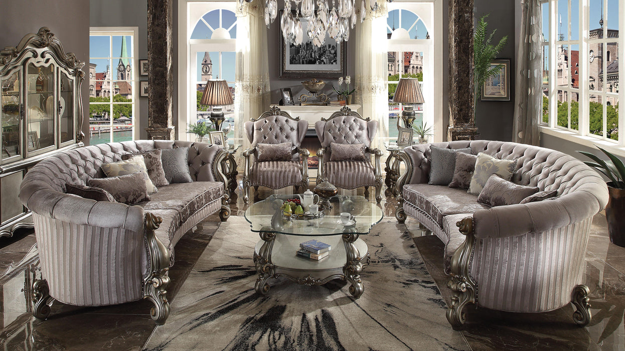Versailles Velvet & Antique Platinum Sofa w/5 Pillows - Royal Furniture & Gifts (MI) - Multi Location