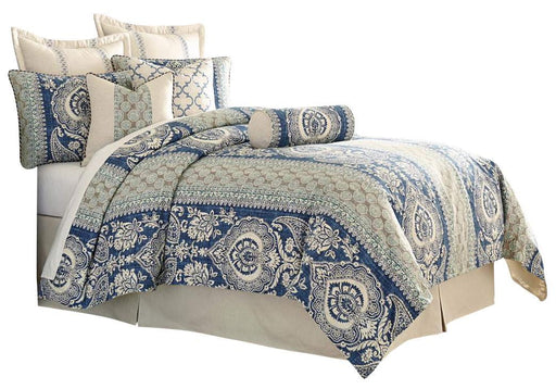 La Rochelle 9-pc Queen Comforter Set in Cadet - Royal Furniture & Gifts (MI) - Multi Location