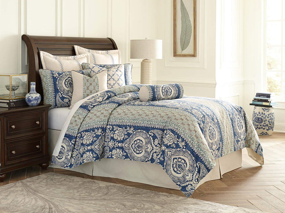 La Rochelle 9-pc Queen Comforter Set in Cadet - Royal Furniture & Gifts (MI) - Multi Location