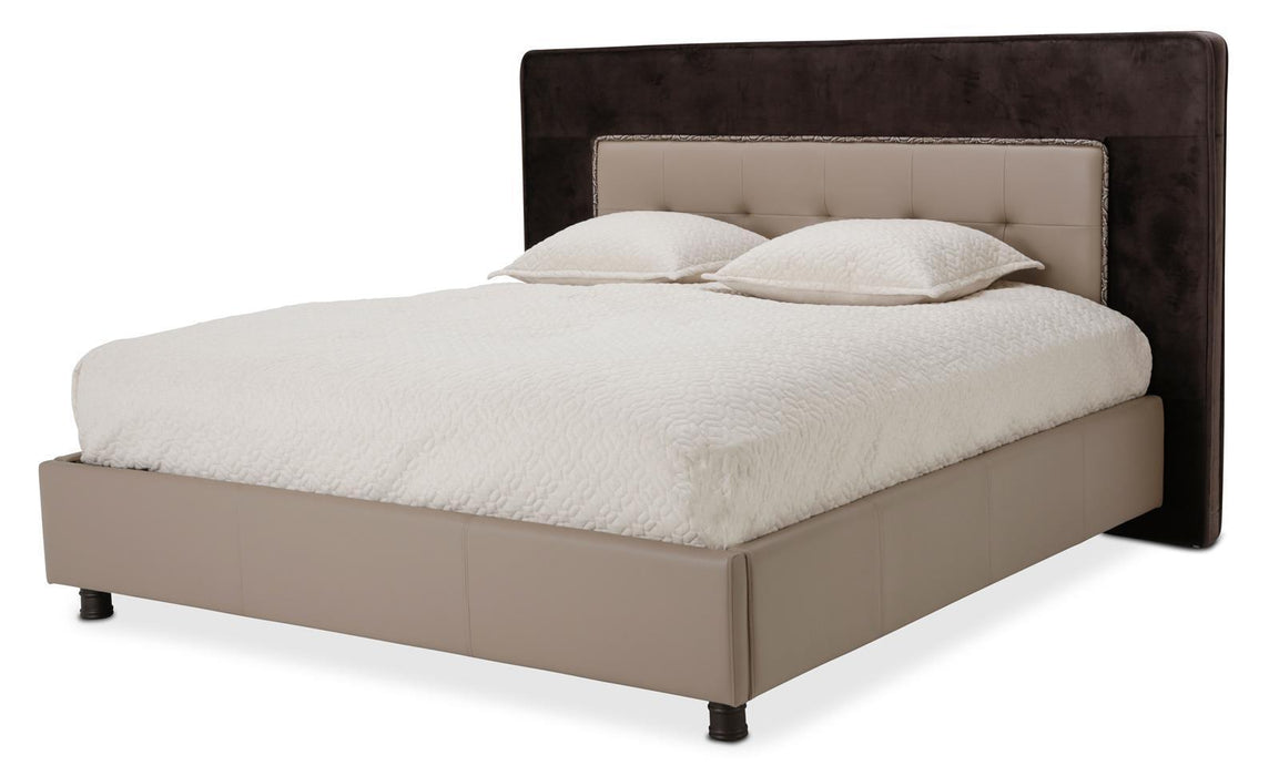 21 Cosmopolitan California King Upholstered Tufted Bed in Taupe/Umber