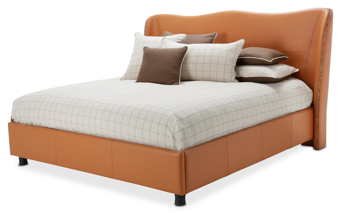 21 Cosmopolitan Eastern King Upholstered Wing Bed in Orange