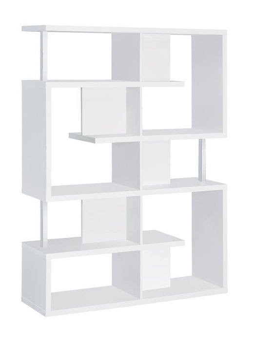 Hoover 5-tier Bookcase White and Chrome - Royal Furniture & Gifts (MI) - Multi Location
