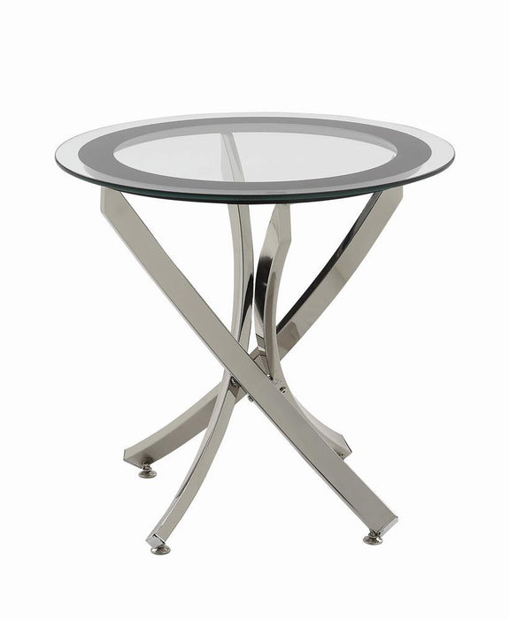 Brooke Glass Top End Table Chrome and Black - Royal Furniture & Gifts (MI) - Multi Location