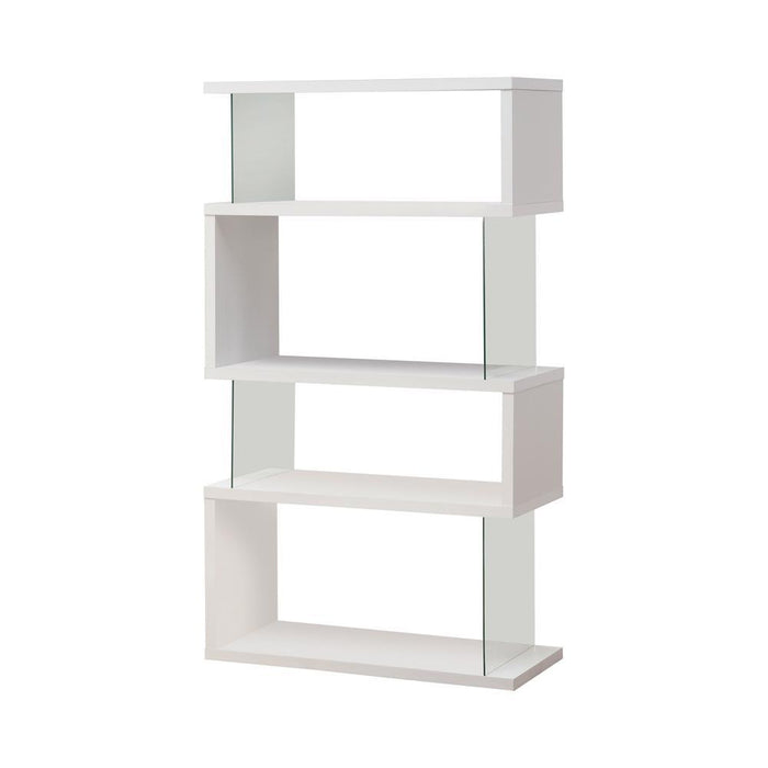 Emelle 4-tier Bookcase White and Clear - Royal Furniture & Gifts (MI) - Multi Location