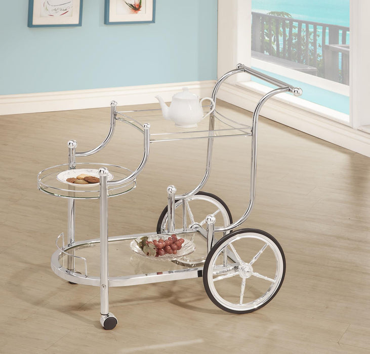 Sarandon 3-tier Serving Cart Chrome and Clear - Royal Furniture & Gifts (MI) - Multi Location