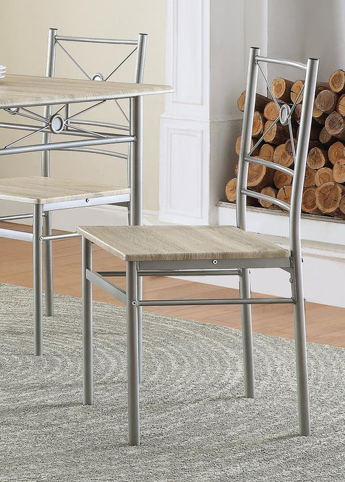 Anna Fontana 5-piece Rectangular Dining Set Brushed Silver - Royal Furniture & Gifts (MI) - Multi Location