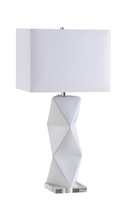 Camie Geometric Ceramic Base Table Lamp White - Royal Furniture & Gifts (MI) - Multi Location
